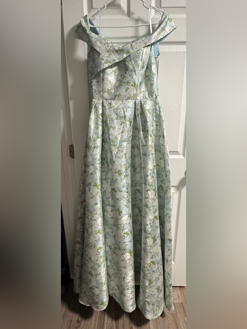 Floral Light Blue and Green Women's Bridesmaid/ Prom Dress